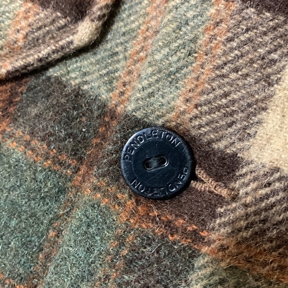 VTG 70’s Pendleton Woolen Mills OR Virgin Wool Xl Plaid Shacket Coat Warm Tones - Picture 6 of 17